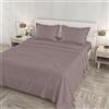 Italian Bed Linen Completo Letto RASO CLOE Matrimoniale Maxi 100% Cotone Made in Italy - Set Lenzuola, 2 Federe con Volant, Lenzuolo Sopra 260x300 cm, Lenzuolo Sotto 180x200 cm - ROSA ANTICO