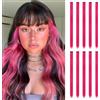 ARWIG 10 extension colorate per capello, 55,8 cm, lisci, accessori per capello per ragazze, extension con clip (rosso rosa)