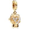 MSPOVOF Globo di neve dorato Charm 925 Sterling Silver ciondolo 5a Cubic Zirconia Natale Compleanni regalo per le donne