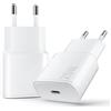 Generico 2 Caricatori USB-C 25W PD 3.0 Ricarica Rapida compatibile con iPhone 16/15/14/13/12,Galaxy S24/S23/S22/S21,Pixel, Realme, iPad, Tablet Presa EU, Bianchi