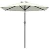 Outsunny Ombrellone da Giardino Inclinabile Φ230cm, Apertura a Manovella, Palo in Metallo e 6 Stecche, Bianco Crema|Aosom