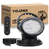 YOJZMA 38W Luce LED Ricerca Telecomando, Luce Lavoro LED Rotazione 360° con Modalità Strobe, Magneti Integrati, Luminosità Regolabile, Faro 12V 24V per Camion Barche Caccia