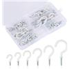 FINEASY 75 Pezzi Ganci a Vite, 6 Misure Di Ganci a Soffitto Tazza, Gancio a Vite Ganci Ad Anello a Vite per Luce, Pianta, Decorazioni Artistiche, Per Usi Interni Ed Esterni, Nero (Bianco)