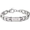 Armani Exchange Bracciale da uomo in acciaio inossidabile con chiusura a moschettone, Tono argento