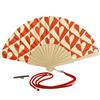 WD LifeStyle Ventaglio in Legno e Tessuto Decoro Cuori con Porta Cellulare Giallo Rosso