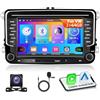 Motorsi Autoradio 2+64G per VW Seat Passat Golf 5 6 Polo Skoda con Carplay Android Auto,Radio Stereo Android 15 da 7'' con GPS/WiFi/Bluetooth/EQ/FM/RDS/Type-C,Telecamera di Retromarcia AHD e Microfono