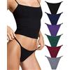 LEVAO Biancheria Intima in Cotone per Le Donne-Plus Size String Bikini Mutandine - Vita Bassa Cheeky Underwear-High Cut Stretch Ladies Slip, Confezione da 6, Medium