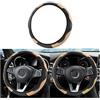CGEAMDY Coprivolante Auto Universale, 37-38 cm Pelle Microfibra, Beige | Antiscivolo Traspirante, Cuciture Decorative, Presa Confortevole, per Tutte le Stagioni, Accessori Interni Auto