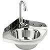 JAOGAUS Lavabo ad Angolo in Acciaio Inox, Lavabo da Parete Triangolare, Lavello in Acciaio Inox con Rubinetto Acqua Calda e Fredda, Salvaspazio per Bagno, Camper, Barca, WC, Garage