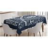 ABAKUHAUS Cranio Tovaglia, Pirati Jolly Roger bandiera, Tovaglia Circolare per Sala da Pranzo o Cucina, 140 x 170 cm, Bianco Blu Scuro