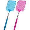 ECENCE Scacciamosche telescopici estensibili - Set da 2 - Acchiappamosche manuali robusti, lunghezza regolabile da 26 a 72 cm - Colore blu e rosa