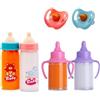 JINJUMEI 4 pcs Biberon Magico per Bambole e 2 pcs Ciuccio per Bambole, Baby Bambola Flacone di latte, alimentazione simulata, Il liquido scompare quando si inclina per bambole