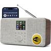 MangoKit SR20 Stereo Internet Radio con digitale DAB/DAB+,radio WIFI con lettore iPodcast,Smart Radio con Bluetooth,FM,da cucina con alimentazione e batteria,display a colori,doppio allarme-Noce