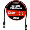 LINKUP - [Certificato 40Gbps Cavo Patch Ethernet Cat8 con Doppia Schermatura┃2000MHz (2GHz) Cat8.1┃Cavi LAN a Prova di Futuro Compatibili con Cat7A Cat7 Cat6A Reti 25G 10G 1G┃Nero┃3ft (0.9 metri)
