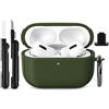 Ainiv Custodia Compatibile con Airpods Pro 3 (2025) con Kit Di Pulizia, Custodia Protettiva in Tpu con Texture in Pelle E Portachiavi, Led per Frontale, per Airpods Pro 3 Generazione - Verde Militare