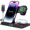 Bogseth Caricatore wireless 4 in 1 Caricatore per iPhone 16 15 14 13 12 11 Pro SE X XS XR & Watch 9 8 7 6 SE 5 4 3 2,Ricarica Wireless Per i-Watch Ultra 9 8 7 6 SE 5 4 3 Wireless earphones 3/Pro 2