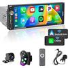 Alondy Autoradio 1 DIN con schermo (6,9) compatibile con Apple CarPlay [Wireless] /Android Auto Bluetooth FM/RDS Radio USB (tipo-C Ricarica rapida 2,1A) Fotocamera posteriore