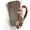 Coalbooliy Cover con Cordino per iPhone 16 6,1'', Silicone Morbido Custodia Aesthetic Leopardo Marrone Automne Mädchen Modello Disegni Collana Universale Protezione Fotocamera Protettiva Case, 01