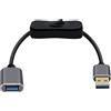 HuaLiSiJi Prolunga USB 3.0 con Interruttore Cavo di Prolunga USB 3.0 da Maschio a Femmina Connettore Dorato, Alloggiamento in Lega di Alluminio 5Gbps Dati per Uunità Flash ecc (Nero, 0.5 m)