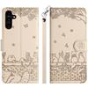 Aisenth Cover per Samsung Galaxy A26, Gatto, Farfalla Modello Custodia in PU Pelle Portafoglio Cover protettiva Flip Case con Funzione Supporto, Slot per schede, Beige