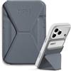 MOFT MagSafe Portafoglio Supporto per iPhone Serie 16/15/14/13 Compatibile con MagSafe, MOVAS Pelle Vegana Supporto Magnetico per Telefono con 3 Angoli di Visione, 2 Porta Carte (Grigio Freddo)