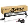 Willpower Barra LED Fuoristrada 15 Pollici 108W + Magnetico Supporto + Cablaggio Barra Luci LED Fila Unica Slim Faretti LED 12V 24V Impermeabile Faro da Lavoro LED per Auto Trattore Camion Barca