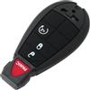 BROVACS Custodia di ricambio per chiave + Chiave di emergenza non tagliata compatibile con CHRYSLER DODGE JEEP, chiave elettronica intelligente per apertura senza chiave con 4 pulsanti, custodia per