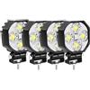 Willpower 4pcs 2.8'' 16W Faro da Lavoro Led 12V 24V Slim Faretto Led Spotlight IP67 Impermeabile 6000K Bianco Fendinebbia Barra Luci per Fuoristrada Trattore Camion Off Road Auto Moto 4x4 4WD
