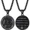 PROSTEEL Collana San Michele Arcangelo Uomo Talismano Portafortuna Acciaio Inossiabile Nero Medaglietta Argento Confezione Regalo