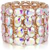 EVER FAITH Bracciale da Sposa con Strass per la Festa di Nozze, Scintillante Iridescente Trasparente AB Cristallo Regolabile Elastico Ampio per Le Donne