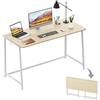 WOHOMO Scrivania pieghevole, piccola 120 cm, per piccoli spazi, salvaspazio per computer, postazione di lavoro per casa e ufficio, facile da montare, in rovere
