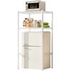 Taotigzu Mini scaffale per frigorifero regolabile in altezza, scaffale di stivaggio in metallo sopra lo scaffale del frigorifero e supporto per microonde per dormitorio, cucina, ufficio (bianco)