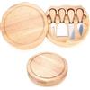 kebitedamai Tagliere per Formaggi e Set di Coltelli per Formaggio, Tagliere di Formaggio in Legno Rotondi, Vassoi da Portata per Picnic Feste Frutta Verdura Carne, con set di 4 Coltelli, Idee Regalo Casa Nuova