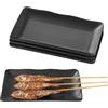 LEKEFETO Set di 4 piatti da portata in melamina, rettangolari, neri opachi, per barbecue, hotpot e feste, lavabili in lavastoviglie e indistruttibili (20,5 x 12,5 cm)