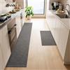 LEKEEPGO Tappeto Cucina Antiscivolo Lavabile 43.5x75cm+43.5x200cm, 2 Pezzi Passatoia Cucina, Tappeti Cucina, Assorbente Tappetino Cucina, Tappeto per Cucina, Corridoio, Lavanderia, Grigio