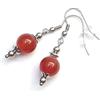 ThurColas Orecchini donna in acciaio inox con perle multicolore in pietre naturali - design essenziale ed elegante (Arancione-rosso)
