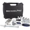 MichaelPro MP005010 - Set di chiavi a bussola, metriche e porta inserti magnetici, impugnatura girevole, aste di prolunga, con adattatore e custodia di alta qualità, 70 pezzi
