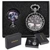 Tiong Orologio da tasca vintage con design cavo, orologio da tasca classico al quarzo con numeri romani, con catena, per uomini e donne, compleanno, laurea, Set 02-nero, Retrò