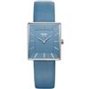 Boccia Orologio da donna in titanio 3351-08, 25 mm, rettangolare, con quadrante blu, al quarzo, con cinturino in pelle blu, ultrasottile, circa 6,5 mm, impermeabile fino a 3 bar