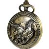 TREEWETO Orologio da tasca meccanico unisex in bronzo meccanico per uomo, 3D cavallo numeri arabi orologi da tasca con quadrante scheletro a catena
