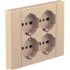 Electraline 22145 Multipresa da incasso Quadra 4 Posti Universali P40, compatibile con tutte le scatole da incasso 3 posti (muratura o cartongesso), Champagne