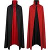 Yi'antai Costume da Vampiro di Halloween,Vampiro Collo Alto Mantello,Mantello vampiro Reversible Nero e Rosso,Costume Vampira Per Bambini e Adulti,mantello da Dracula con Zanne Finto Sangue Collana (L-150cm)