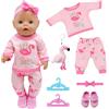 Orizizhic Abbigliamento Bambola 30-45 cm Abbigliamento per Bambole Newborn Baby Include Fenicottero Top Pantaloni Appendiabiti Scarpe Bambola Fenicottero per Bambole da 12-18 pollici Accessori per Bambini