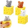 JINJUMEI 3 Pezzi Coppa del Topo al Formaggio Spremere Giocattoli, Formaggio Topi Tazze Animali Schiacciati Topi, Giocattolo Sensoriale Antistress Simulazione Topi Antistress per Bambini Adulti