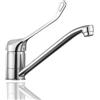 HOMSSY Rubinetto gerontologico medical per cucina - miscelatore monocomando da lavello con leva clinica a gomito lunga, design ergonomico, cartuccia ceramica, ottone cromato