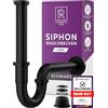 M. ROSENFELD HOME Sifone per Lavabo Nero Opaco 1 1/4 Regolabile in Altezza Sifone Tubolare 85-110 mm - Chiusura Antiodore in Acciaio Inox - Tubo di Scarico con Guarnizioni e Rosetta Inclusi