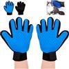 Mudoulu Guanto Spazzola per Gatti e Cani Pelo Corto Medio Lungo, Guanto Rimuovi Pelo in Silicone con Tessuto Traspirante, Accessorio Toelettatura Animali Domestici Colore Azzurro