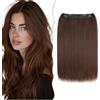 SEGO Extension Capelli Veri Filo Invisibile Castano Fascia Unica 50 cm Senza Clip Lisci con Wire 3/4 Full Head 6/8B