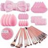 Zykra 40 Pezzi Kit Pennelli Make up, Multifunzionale Pennelli Trucco, Set Pennelli Trucco Professionale per Fondotinta, Ombretti, Illuminanti, Contouring, Cipria E Correttori （Rosa）