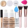 Hilareco PHOERA Fondotinta coprente completo, set trucco PHOERA,correttore,con cipria, primer, pennelli trucco Kabuki, pennello per cipria (102+104/Nude+Buff Beige, 340 g (confezione da 1))